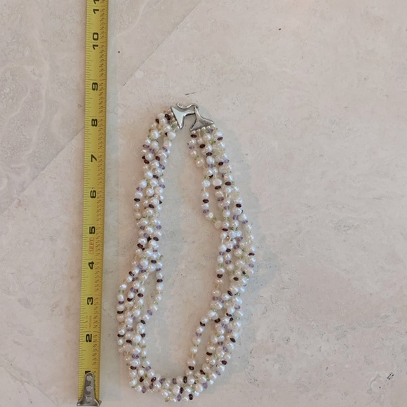 Pearls and Citrine, Amethyst, Peridot, Garnet Multi-Strand Necklace - Picture 6 of 7